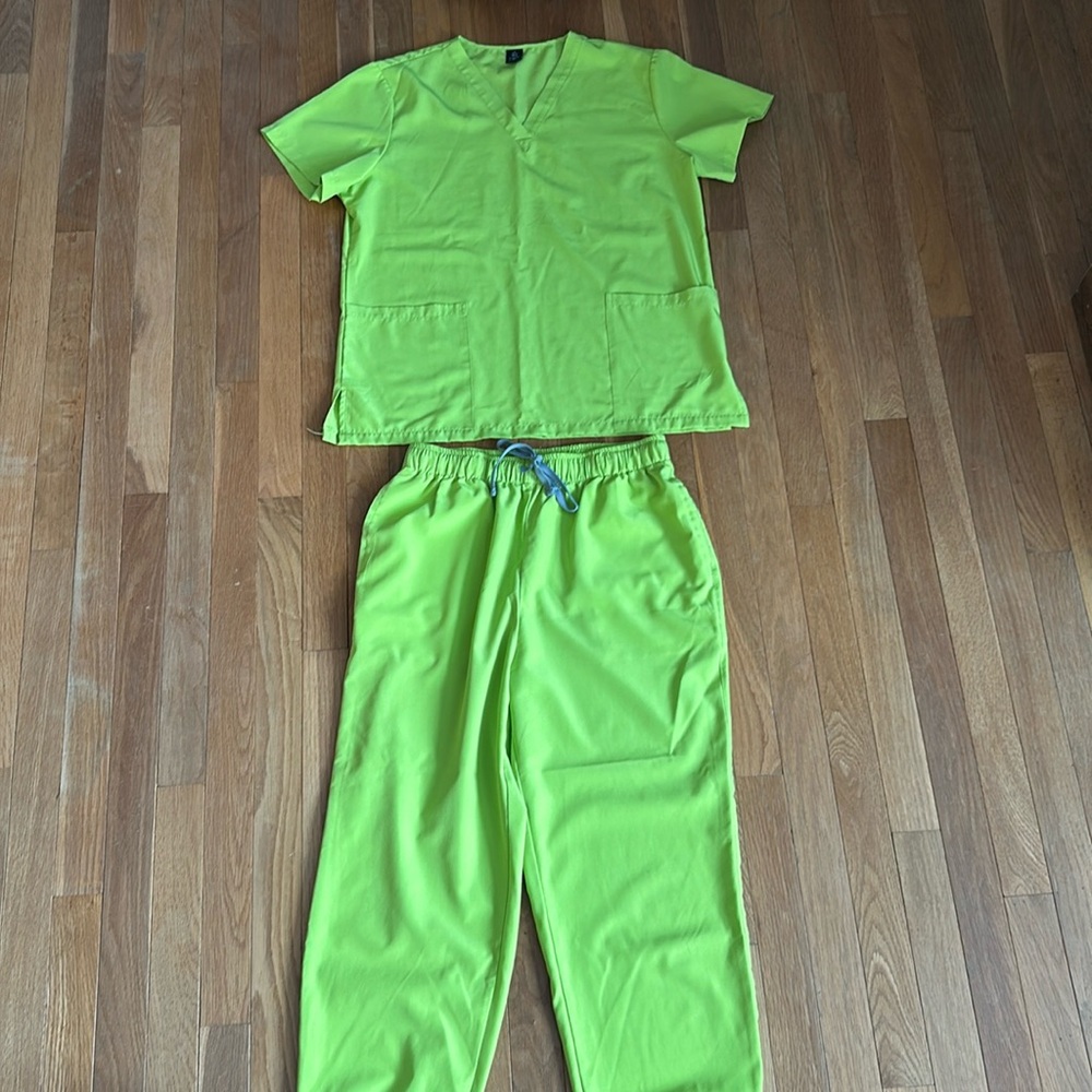 Vibrant Lime Green Scrub Set